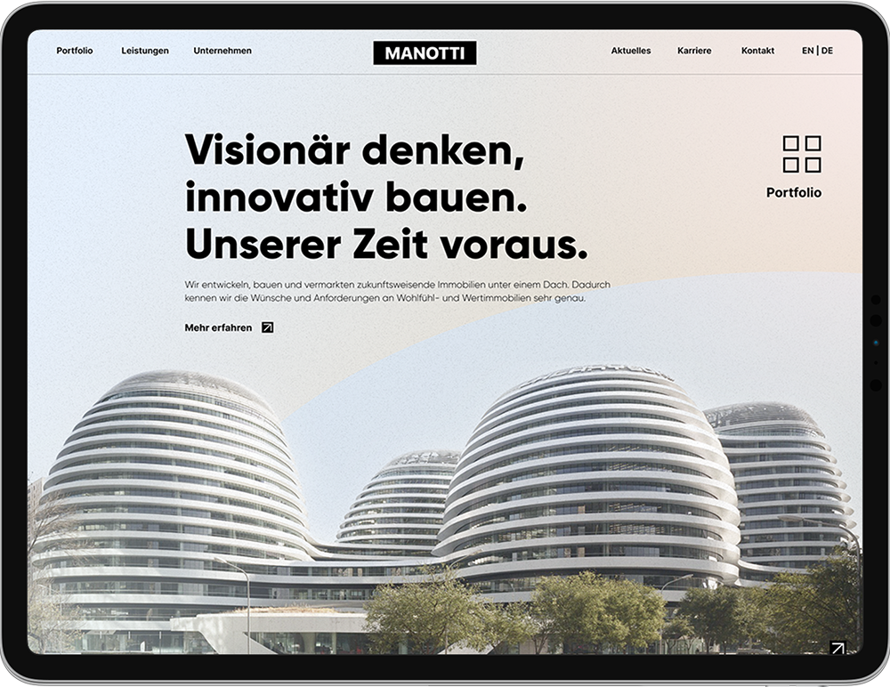 Webdesign für Projektentwickler in München Rentschler.digital-iPad